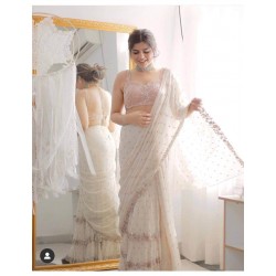 Graceful Georgette designer ruffle saree